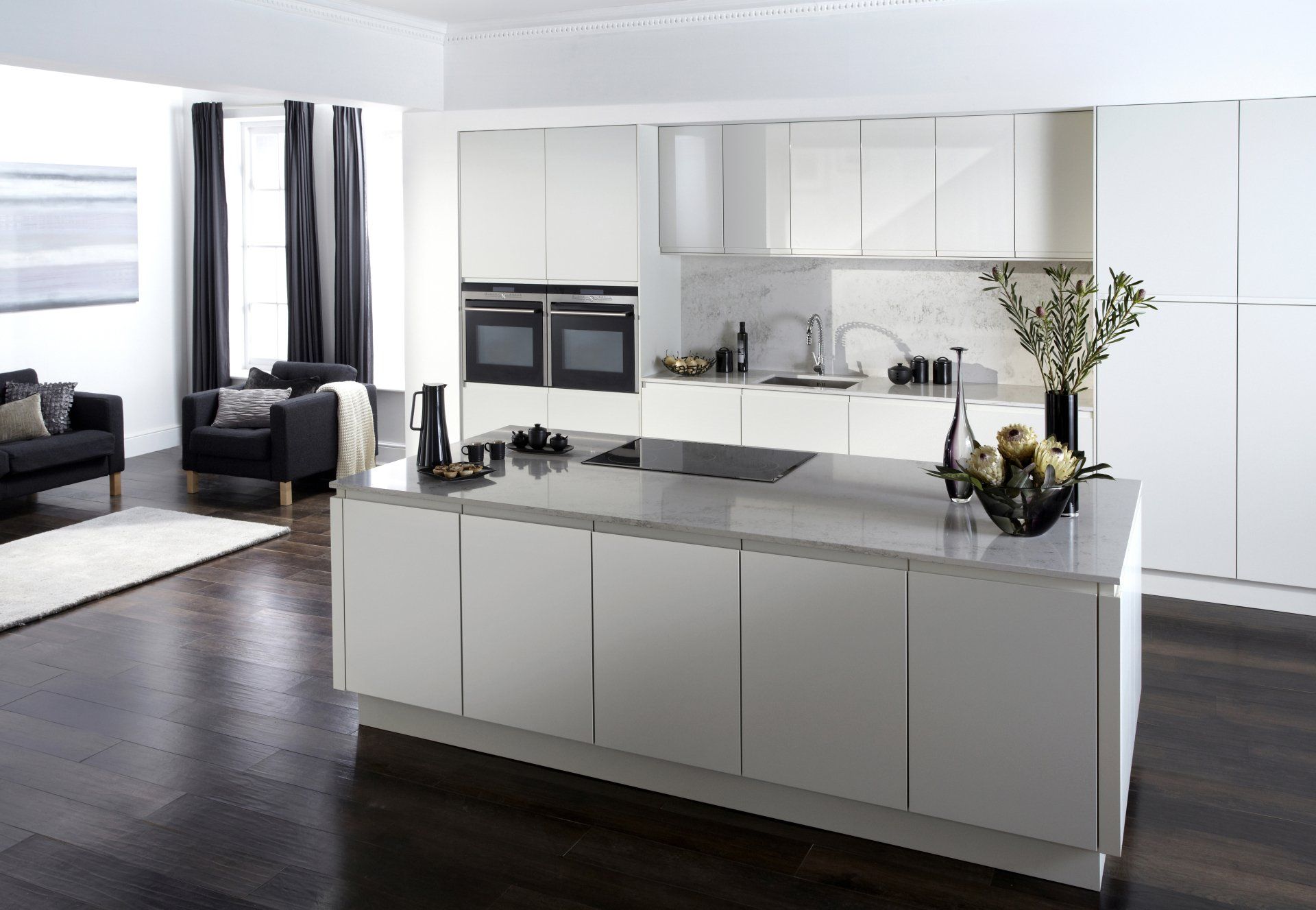Malmo Gloss Porcelain Island with living area