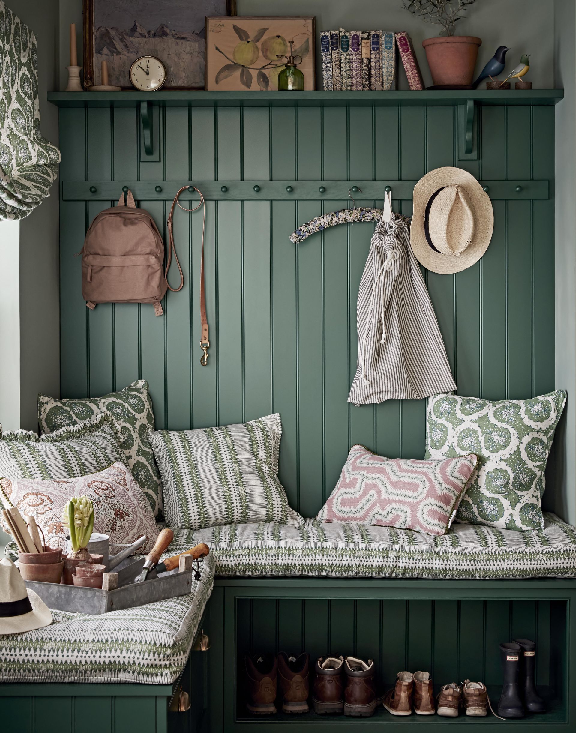 Shaker dark green wardrobes with flowery