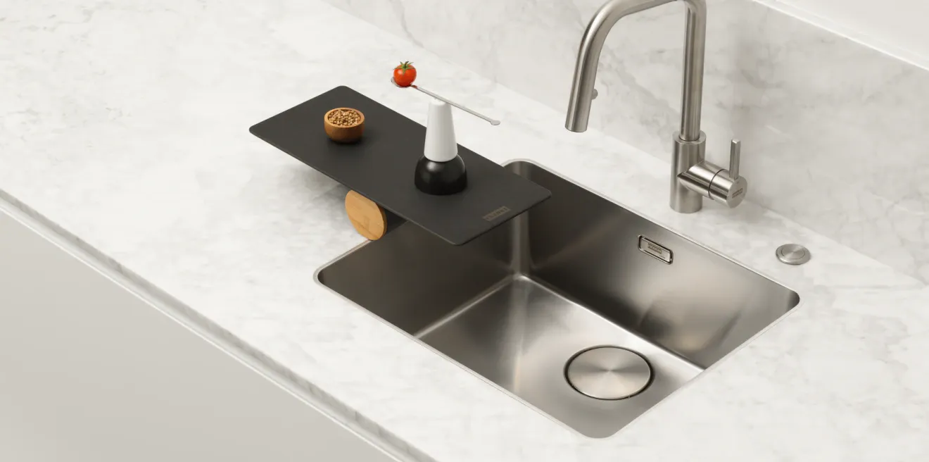 Mythos Stainless Steel Sink 1.0 in  quartz marble effect worktop