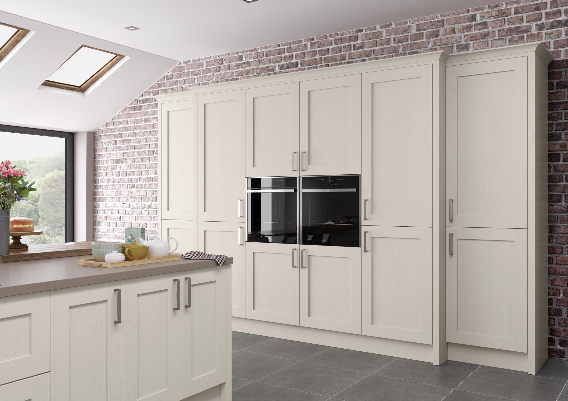 Barnes Lead and Putty Kitchen with bank of tall units with ovens