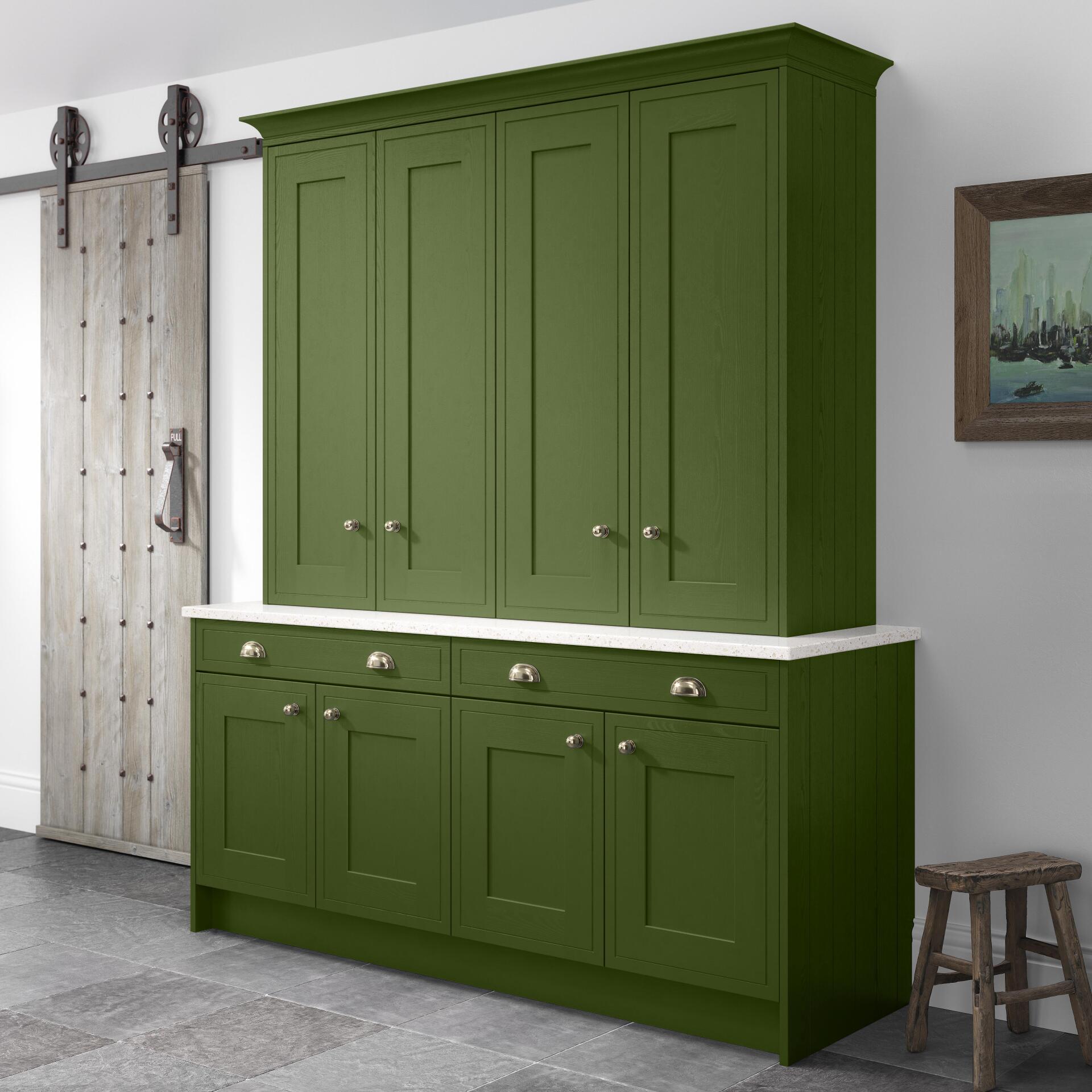Chartwell Edwardian Green Dresser unit with quartz worktop