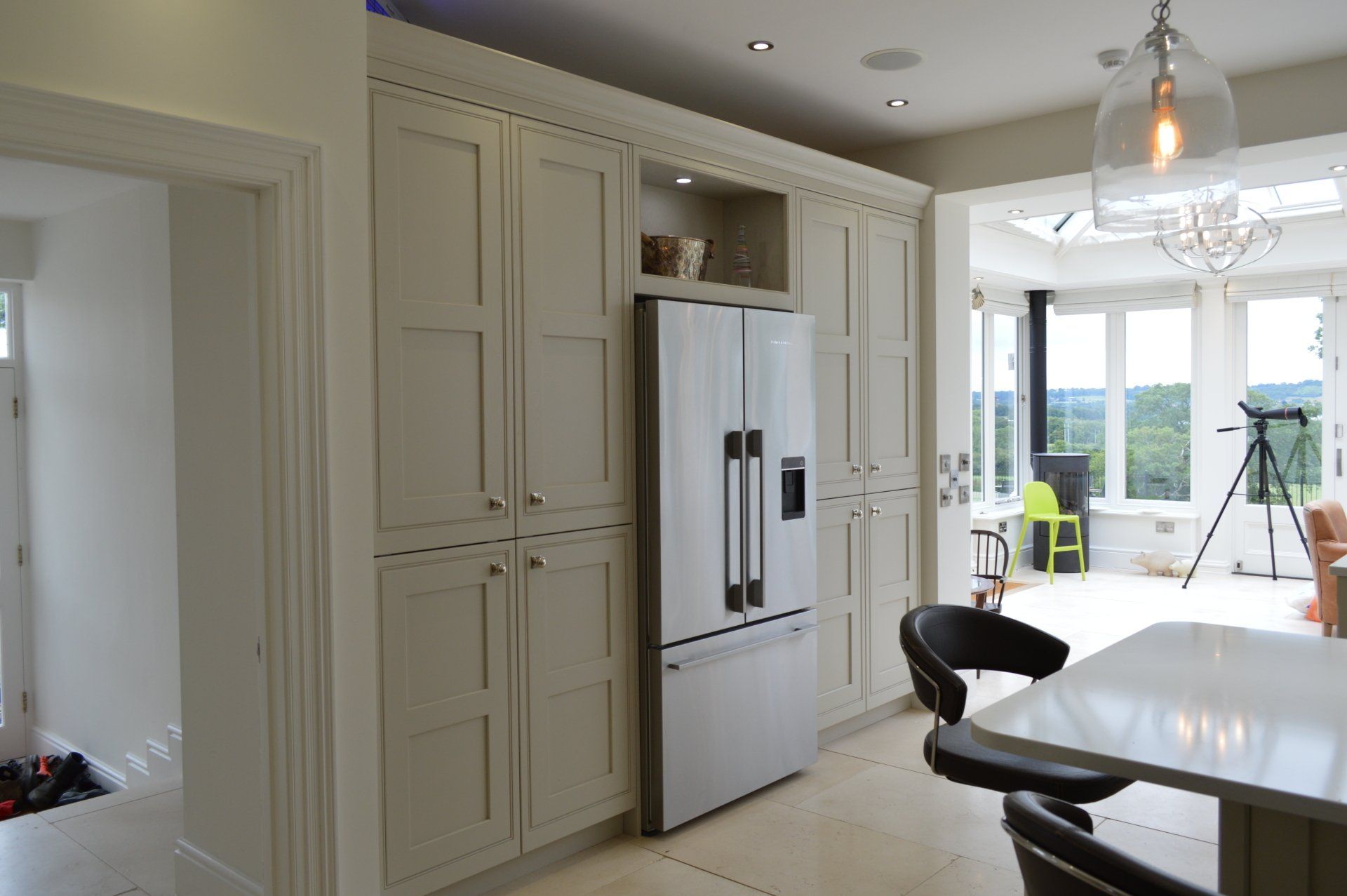 Valentino Kitchens Chew Stoke Langton Putty Kitchen Supply Design Installation Fisher Paykel American Fridge Freezer