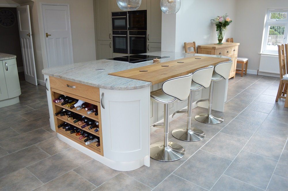 Valentino Kitchens installation Holcombe shaker style Dakar & Mussel Island seating