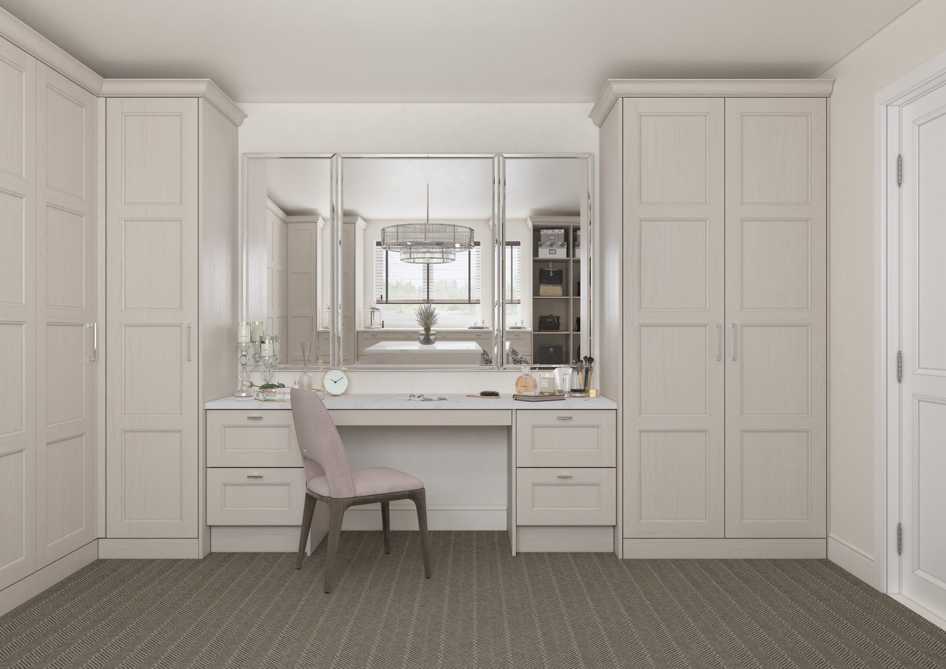 Mornington Beaded Cashmere with large dressing table and large three panelled mirror