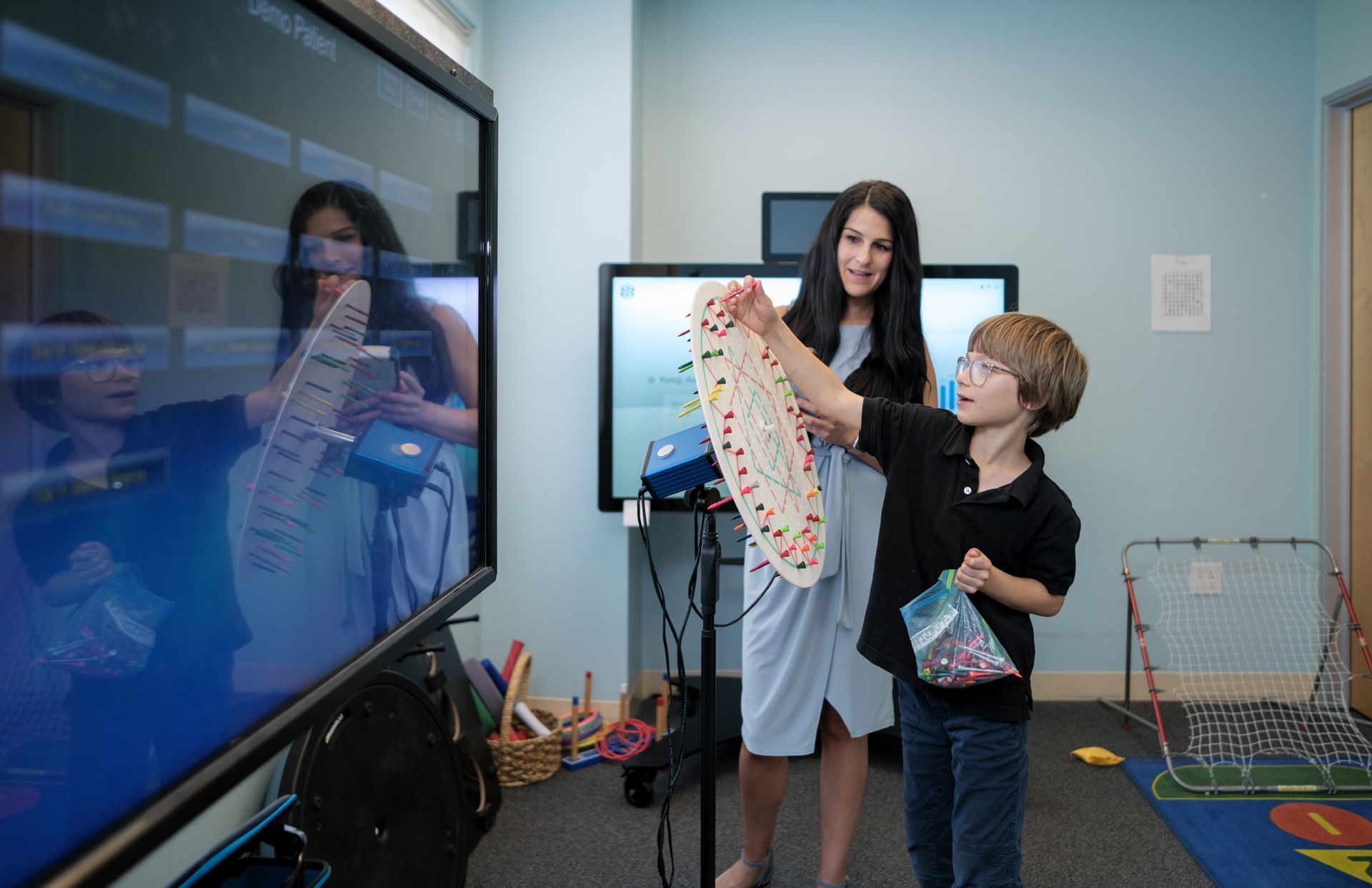 boy looking ahead for eye test