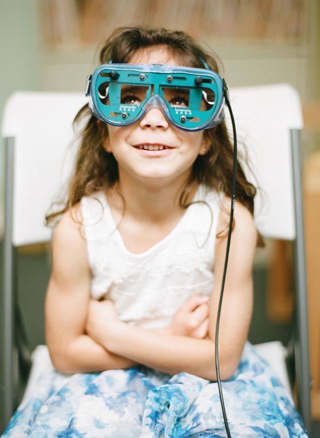 woman receiving eye test