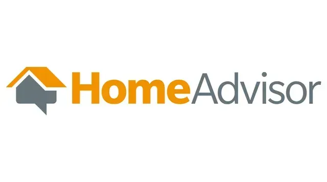 A logo for home advisor with a house on it