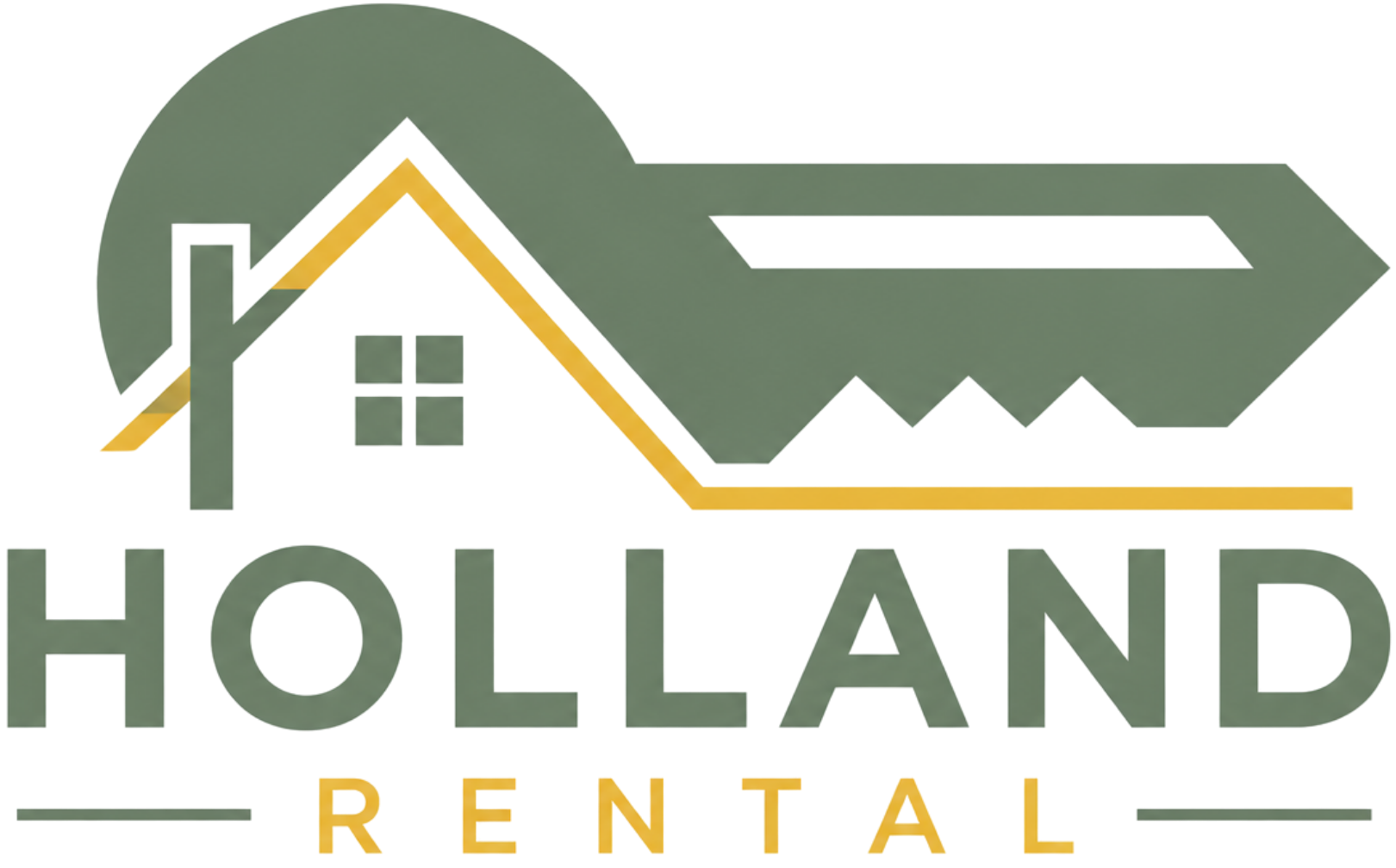 Holland Rental logo with stylized house roof in green and yellow and a key shape above the text