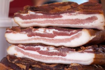 Stack Of Raw Bacon At Home