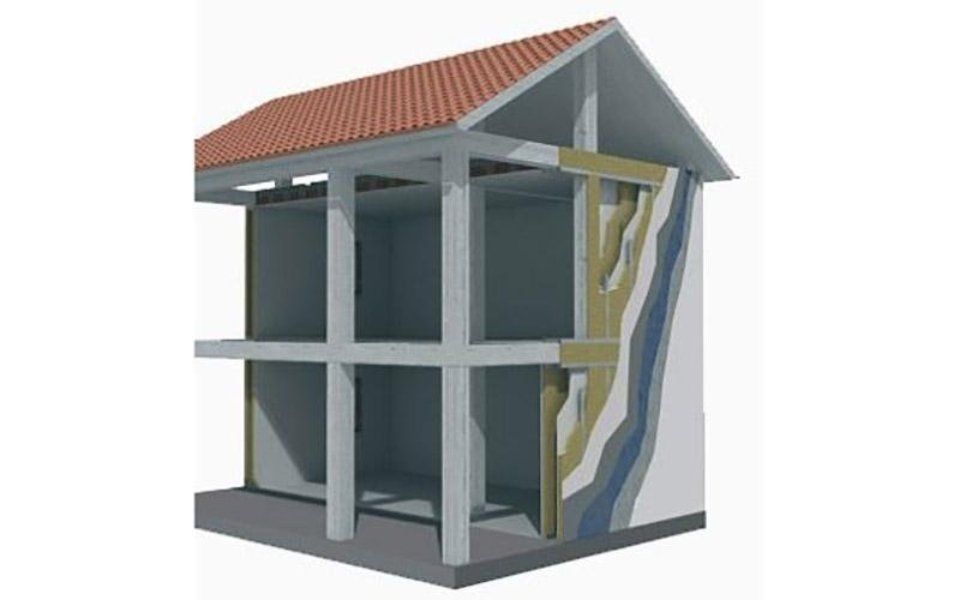 figura di sezione di un rivestimento termico per abitazioni