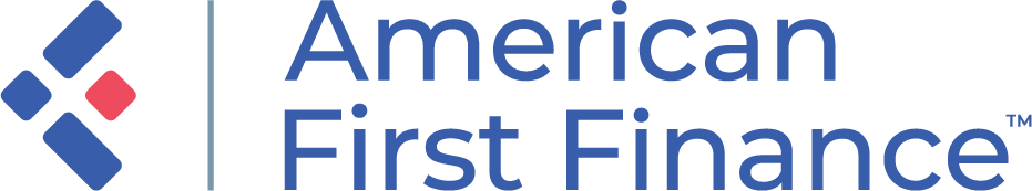 American First Finance logo with a blue and red geometric graphic.