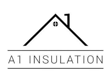 Logo for A1 Insulation: a minimalist black outline of a house roof with a chimney and small circular window above text.