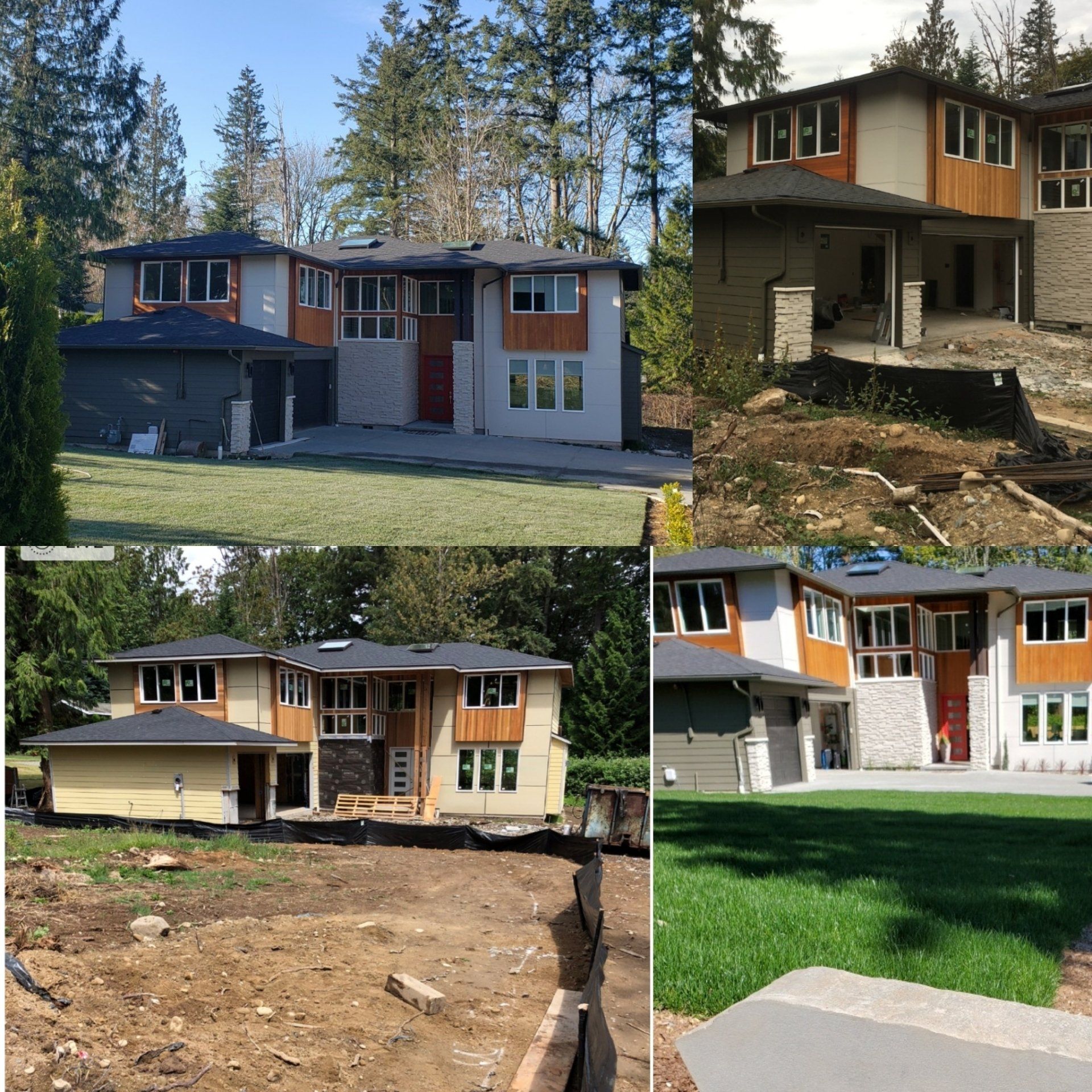A before and after photo of a house being built