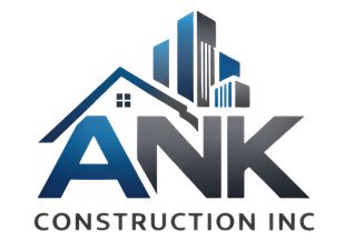 ANK Construction Inc. logo with stylized building silhouettes and the letters ANK in blue and gray.