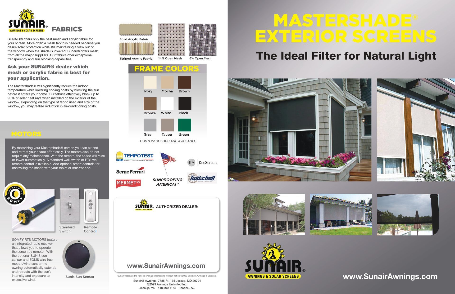 A brochure for mastershade exterior screens the ideal filter for natural light