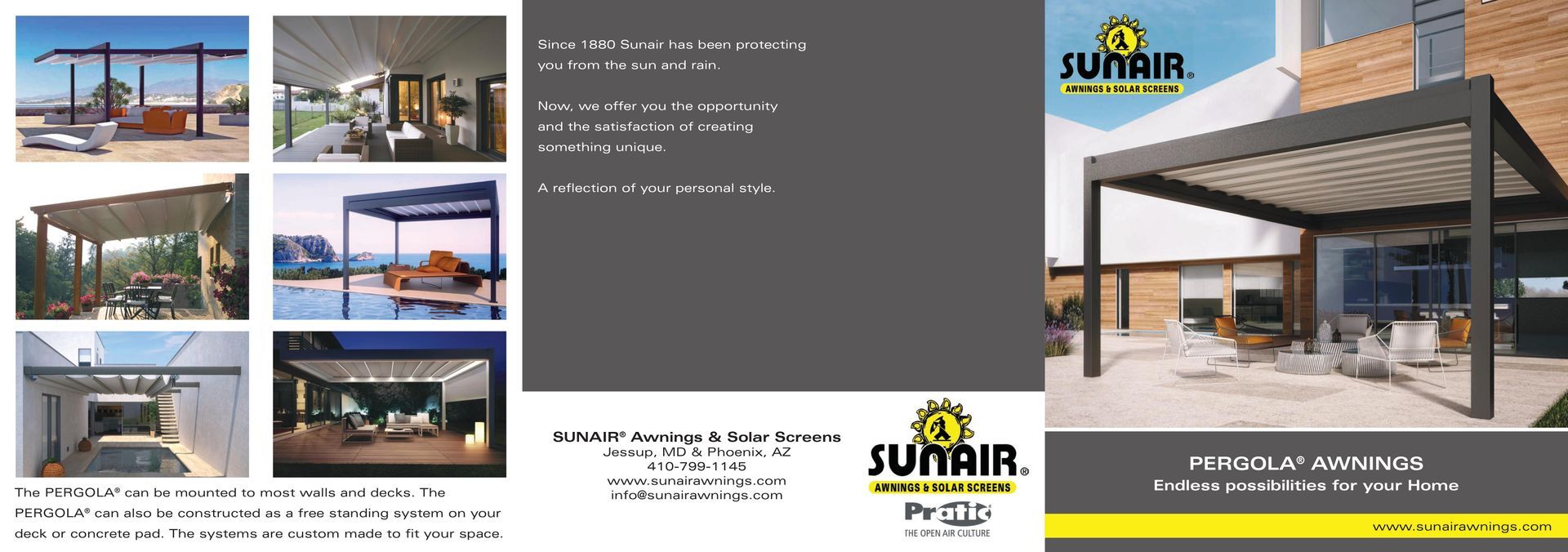 A brochure for a company called sunair is shown