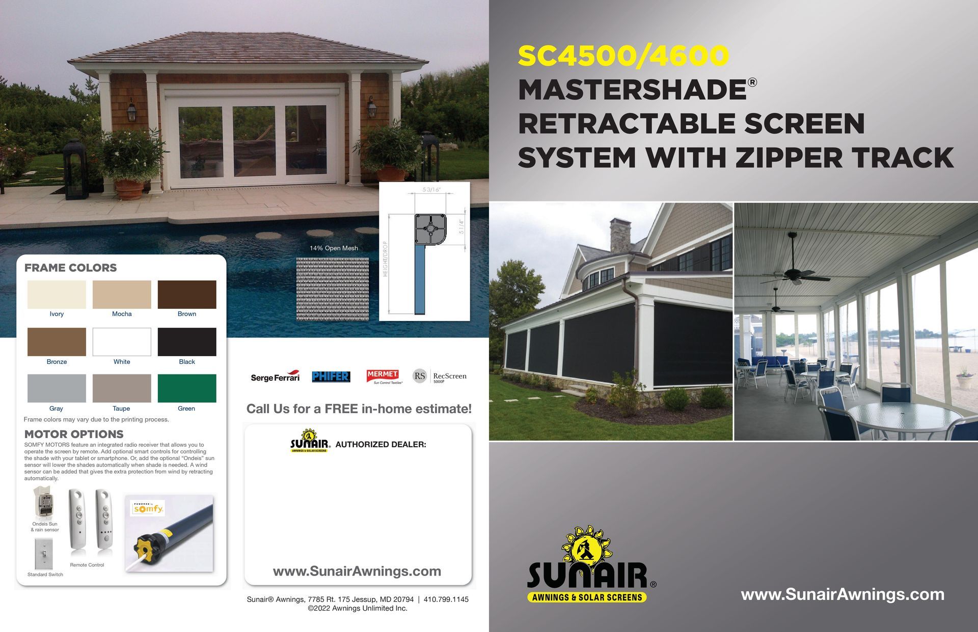 A brochure for a mastershade retractable screen system with zipper track