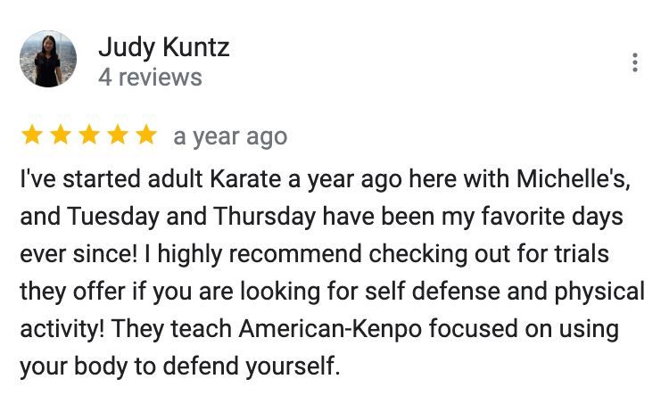 A review of judy kuntz 's adult karate a year ago