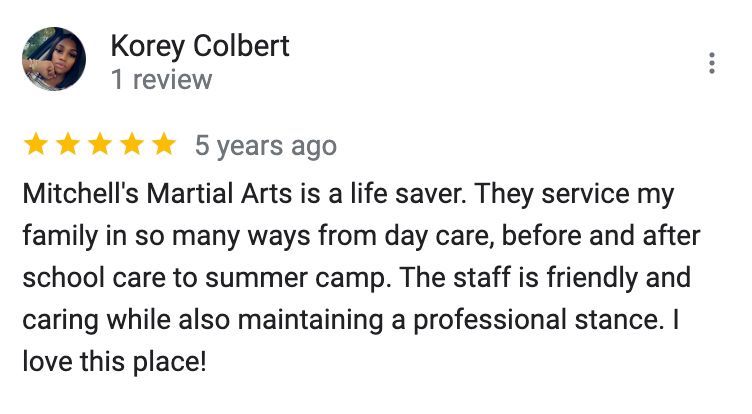 A review of mitchell 's martial arts is a life saver.