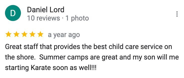 A review of daniel lord 's child care service on the shore.