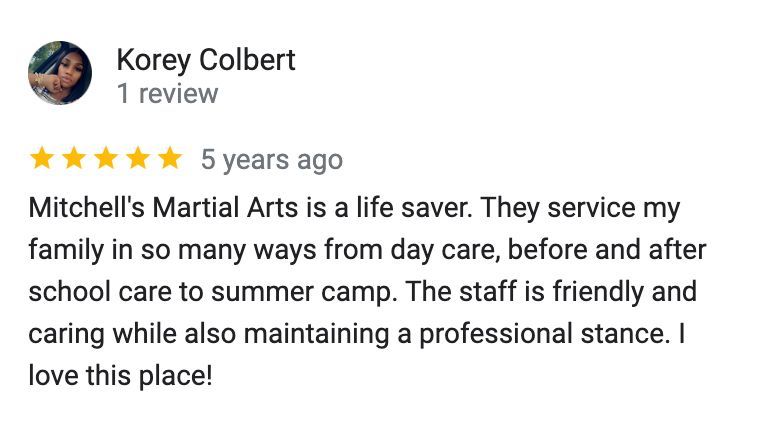 A review of mitchell 's martial arts is a life saver.