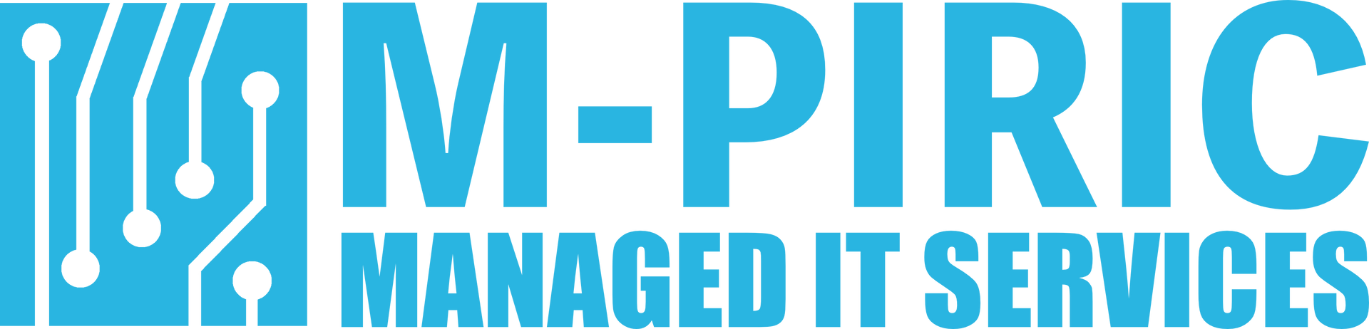 M-PIRIC Managed IT Services logo in blue and gray with circuit-style icon