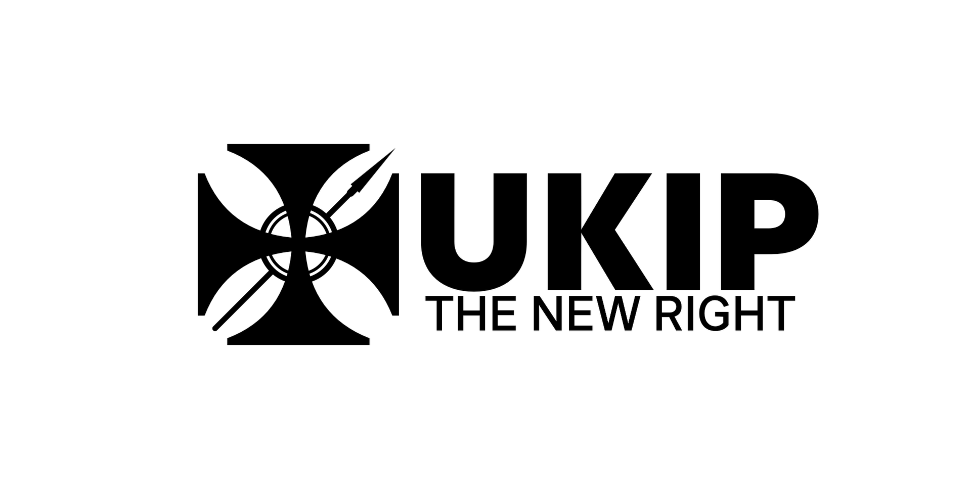 Black Pattee cross with spear and words: UKIP The New Right