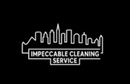 White outline of a city skyline above "Impeccable Cleaning Service" on a black background.