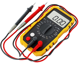 A digital multimeter with two probes attached to it.