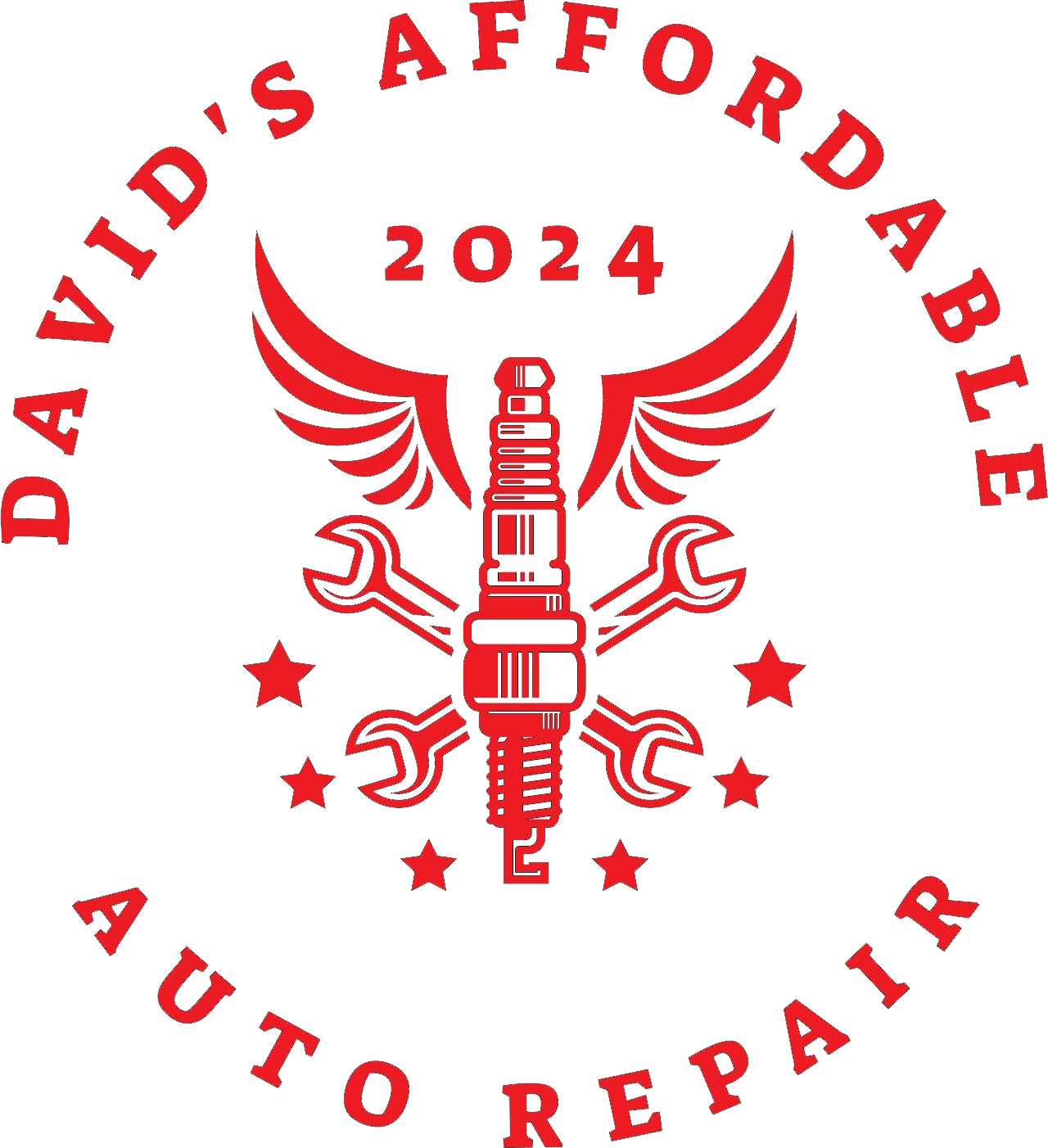 A red logo for david 's affordable auto repair