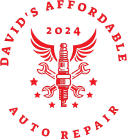 A red logo for david 's affordable auto repair