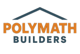 Logo: orange "POLYMATH" over blue "BUILDERS," with a blue roof silhouette.