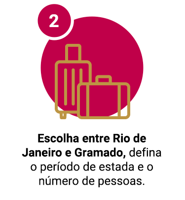 Escolha entre Rio do Janeiro e Gramado, defina o período de estada e o número de pessoas