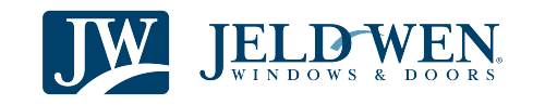 a blue logo for jw eldwen windows and doors