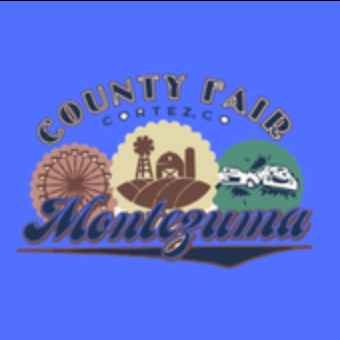 A logo for the county fair in montezuma