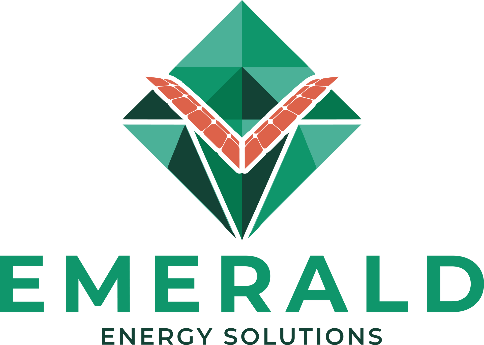 Emerald Energy Solutions logo with green geometric emblem and text on a white background