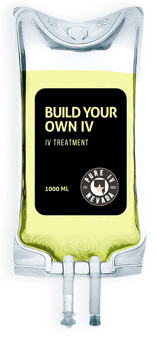 A bag of liquid that says build your own iv