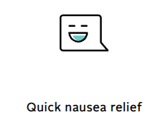 A quick nausea relief icon with a smiling face in a speech bubble.