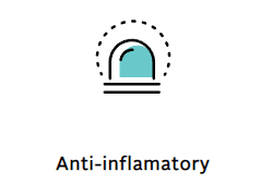 An icon of a warning light with the words `` anti-inflammatory '' below it.