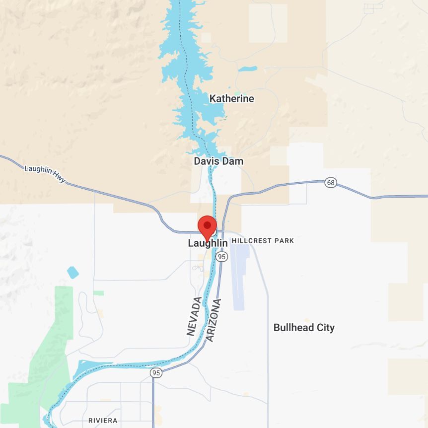 A map of nevada and arizona showing the location of davis dam.