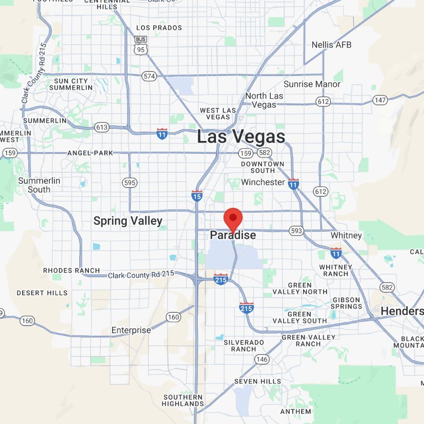 A map of las vegas showing the location of paradise and spring valley.