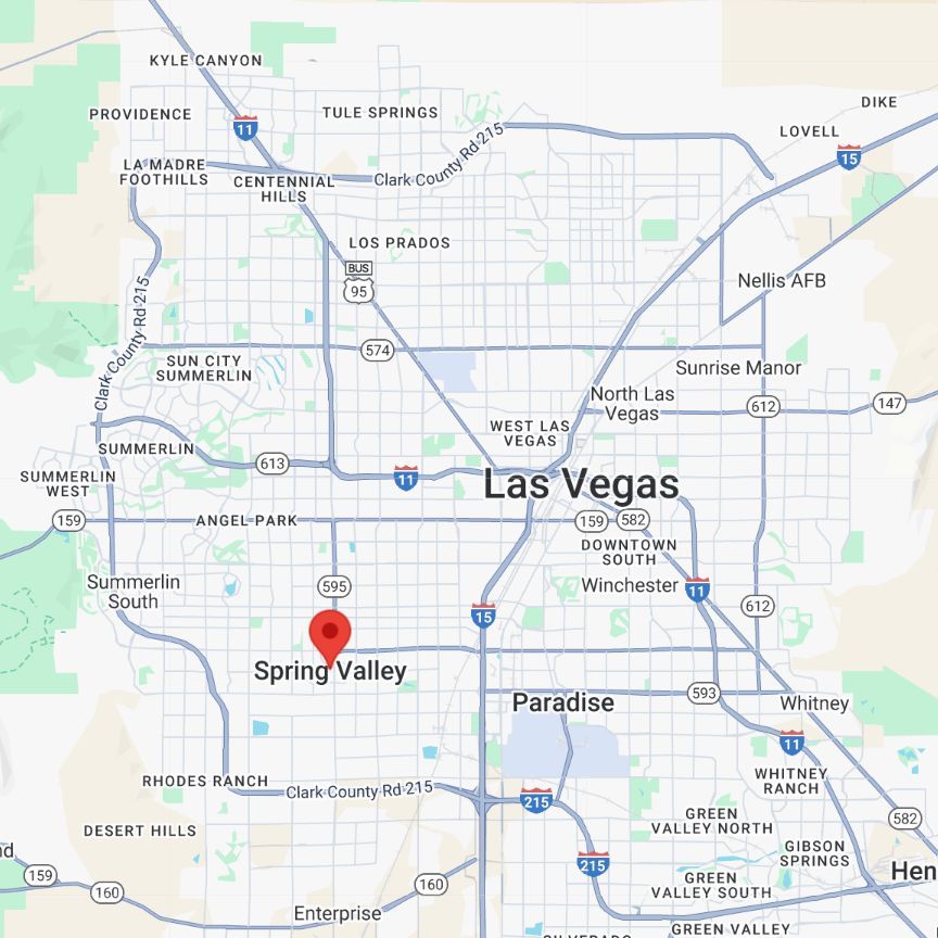 A map of las vegas showing the location of spring valley.