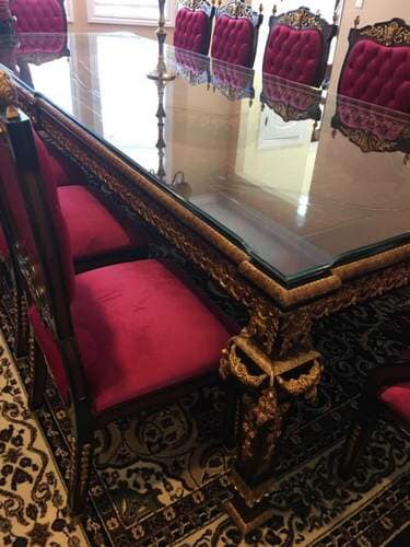 Red Chair and Long Table Close View — Furniture in Clifton, NJ