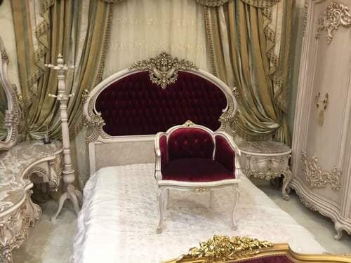 White Bed With red design — Furniture in Clifton, NJ