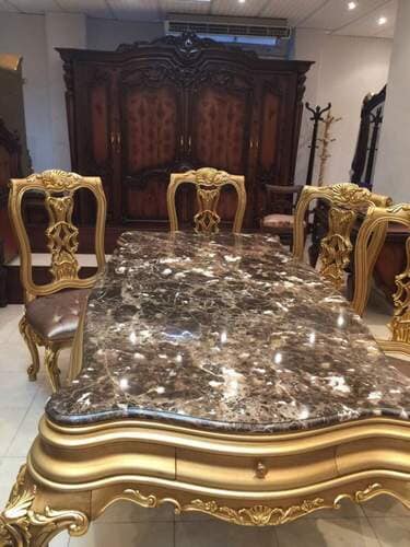 Gold table with marble — Furniture in Clifton, NJ
