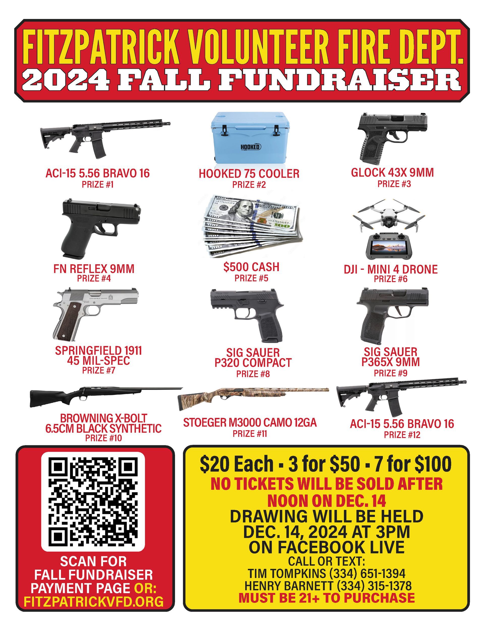 A poster for the fitzpatrick volunteer fire department 's 2024 fall fundraiser.