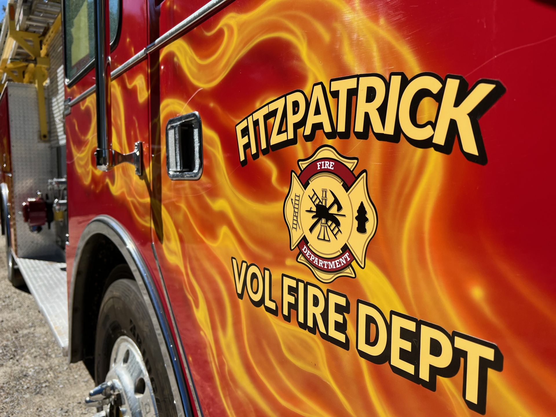A red fire truck from the fitzpatrick vol fire dept