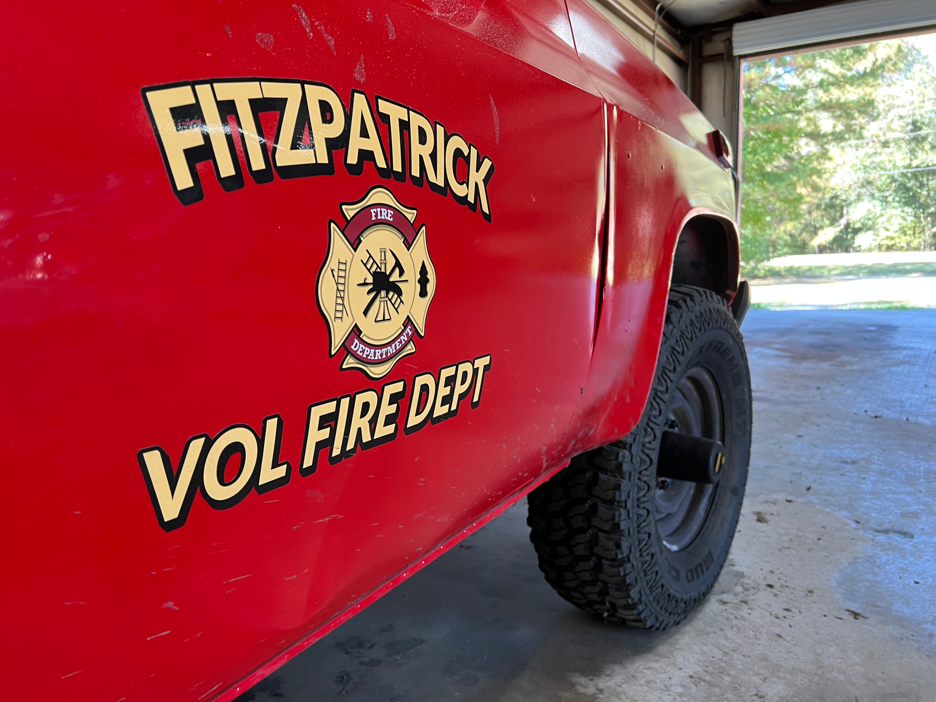 A red fire truck from the fitzpatrick vol fire dept