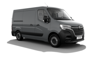 Un furgone renault master è mostrato su uno sfondo bianco