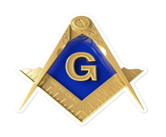 Gold and blue square logo with a large G and crossed rulers on a white background